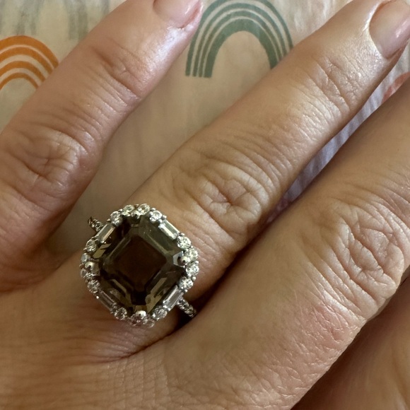 🌼 Etsy Smoky quartz ring with 925 stamped sterling silver size 7 - Picture 1 of 10